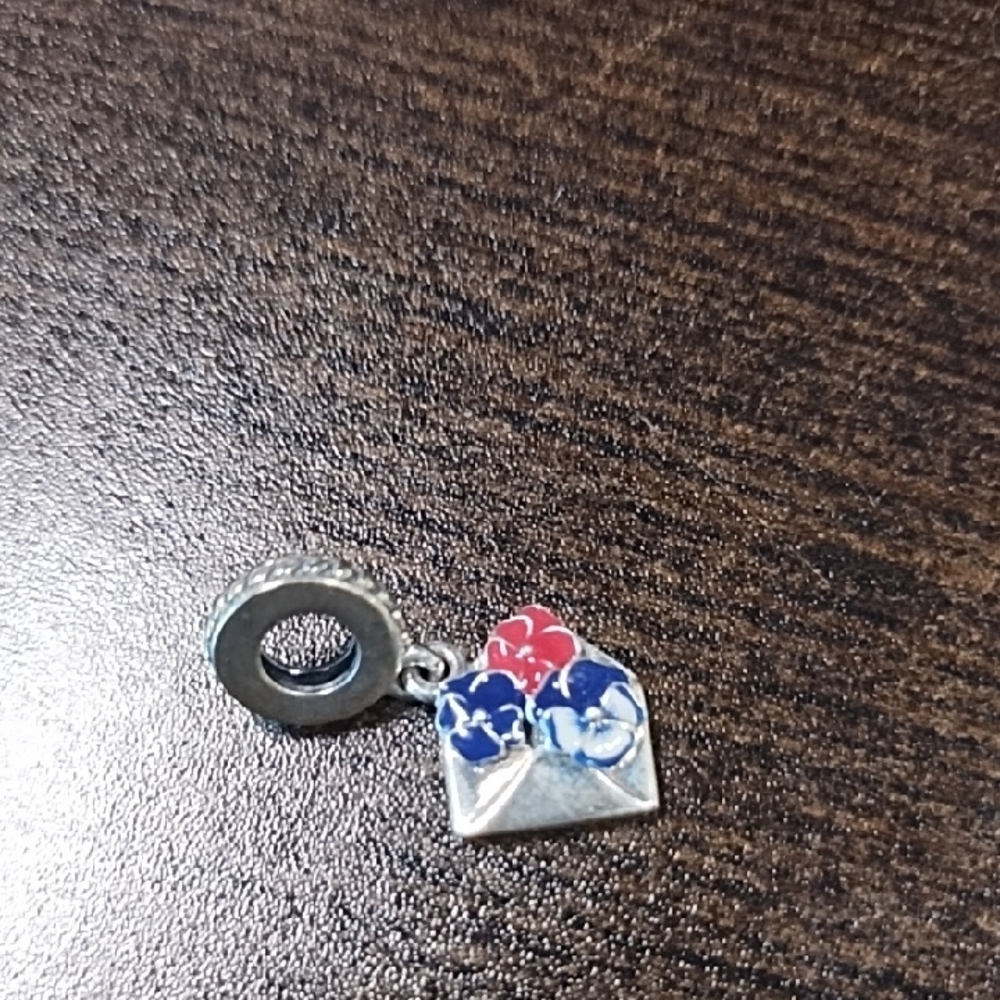 Pandora Silver Bracelet Charm with Red and Blue Accents
